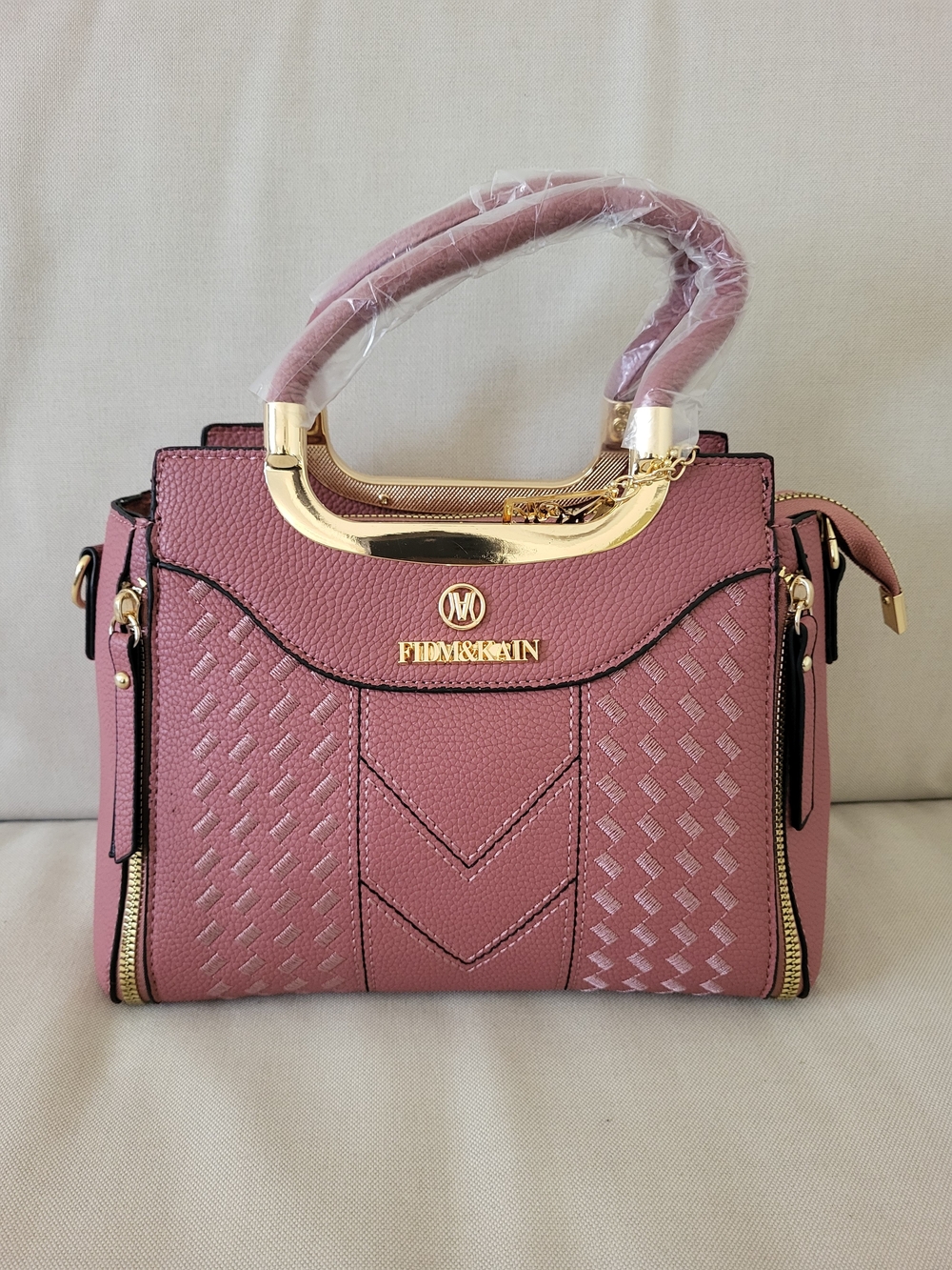 Rose Pink Structured Satchel Handbag